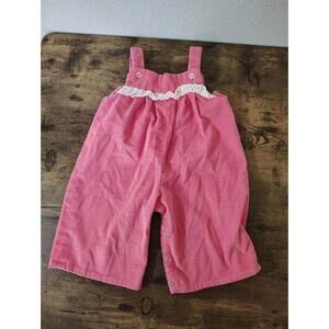 Vintage courdoroy bib overalls jumper pink  9 to 12 mo Wide Leg Snap Buttons